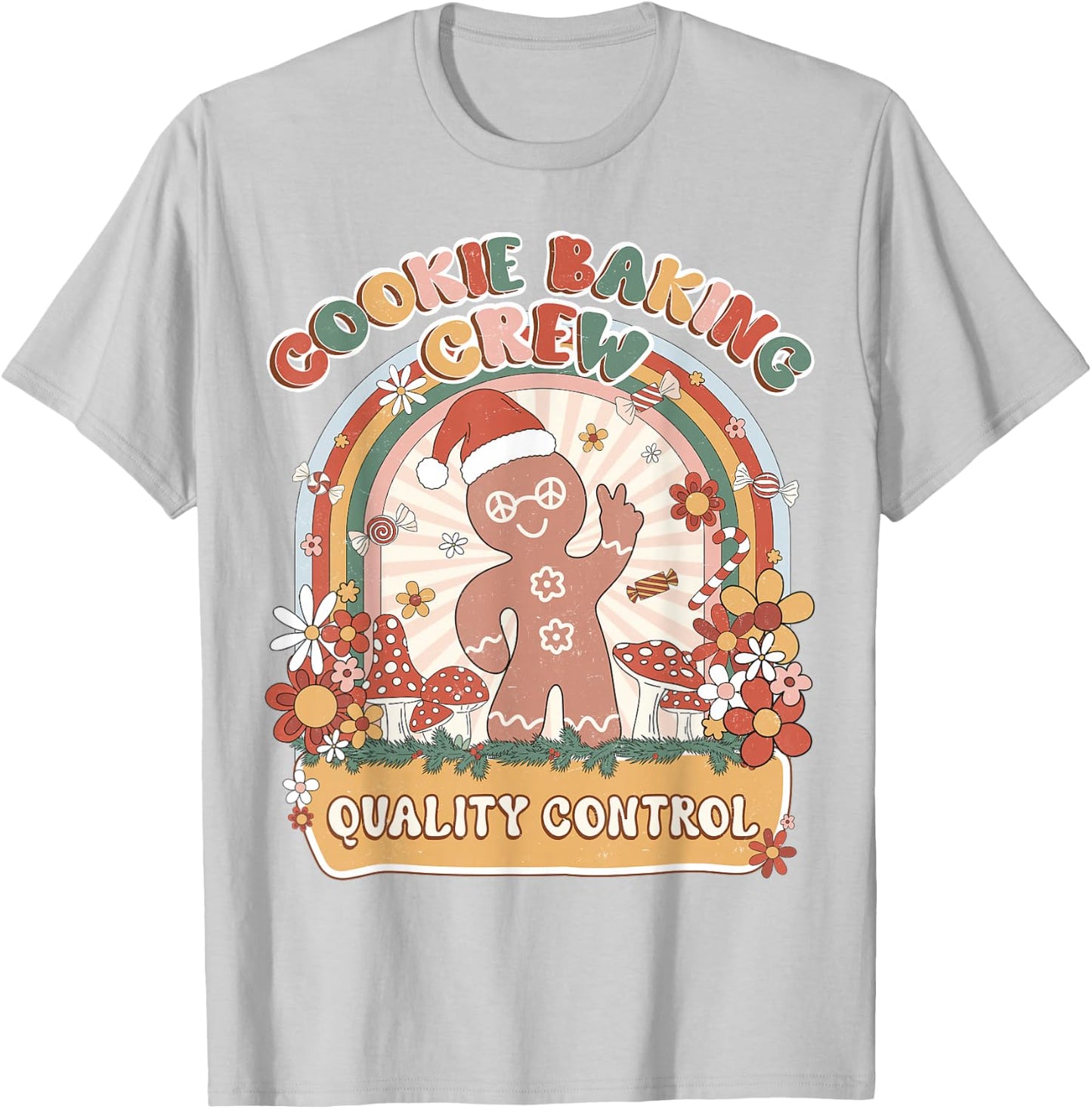 Quality Control Cookie Baking Crew Retro Groovy Matching T-Shirt - T-Shirt | Ash