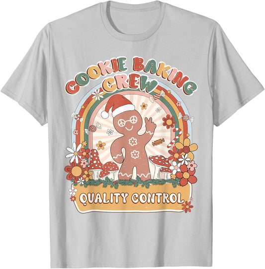 Quality Control Cookie Baking Crew Retro Groovy Matching T-Shirt - T-Shirt | Ash
