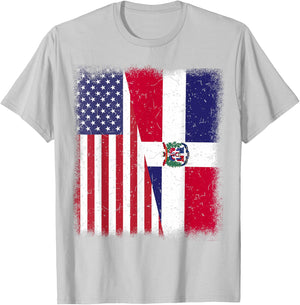Dominican Republic American Flag Men Women Hispanic Heritage T-Shirt - T-Shirt | Ash