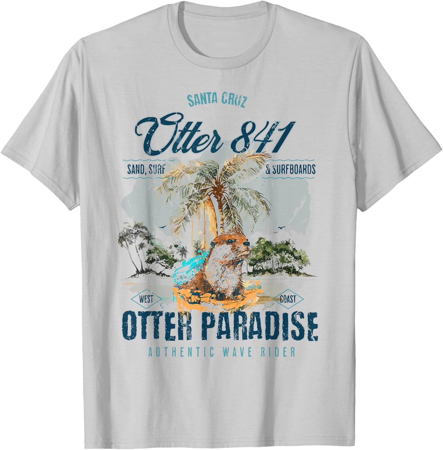 Otter 841 Surfing Otter 841 California Surf Board Otter 841 T-Shirt - T-Shirt | Ash
