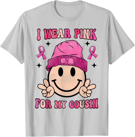 I Wear Pink For My Cousin Breast Cancer Awareness Women T-Shirt - T-Shirt | Ash