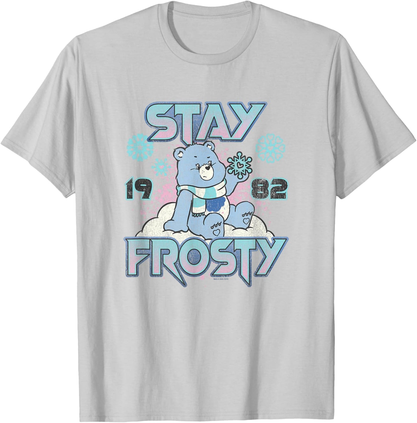Care Bears Christmas Stay Frosty Feeling The Snow Retro Logo T-Shirt - T-Shirt | Ash