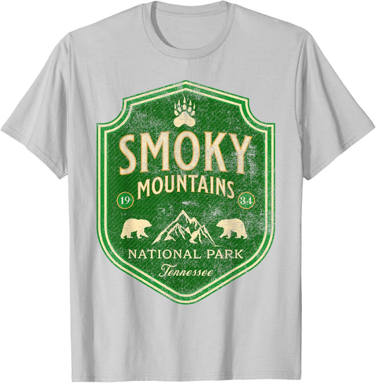 Great Smoky Mountains Nature Hiking Bear Outdoors Mountain T-Shirt - T-Shirt | Ash