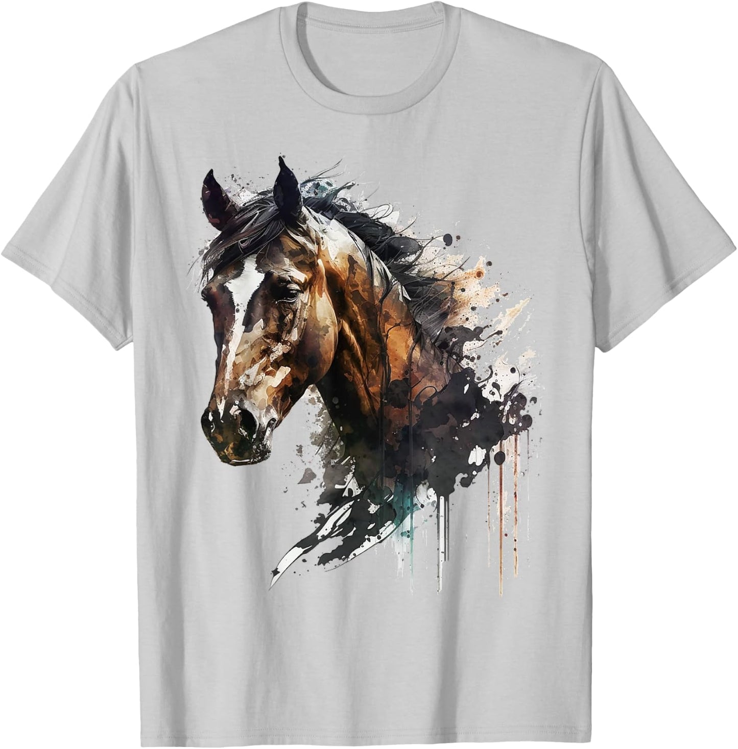 Horse riding art animal print horse motif horse T-Shirt - T-Shirt | Ash