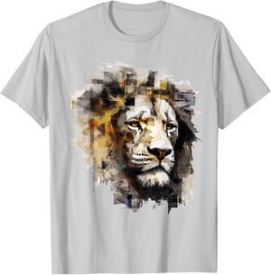 Lion Artwork - Animal Motif Art Lion T-Shirt - T-Shirt | Ash