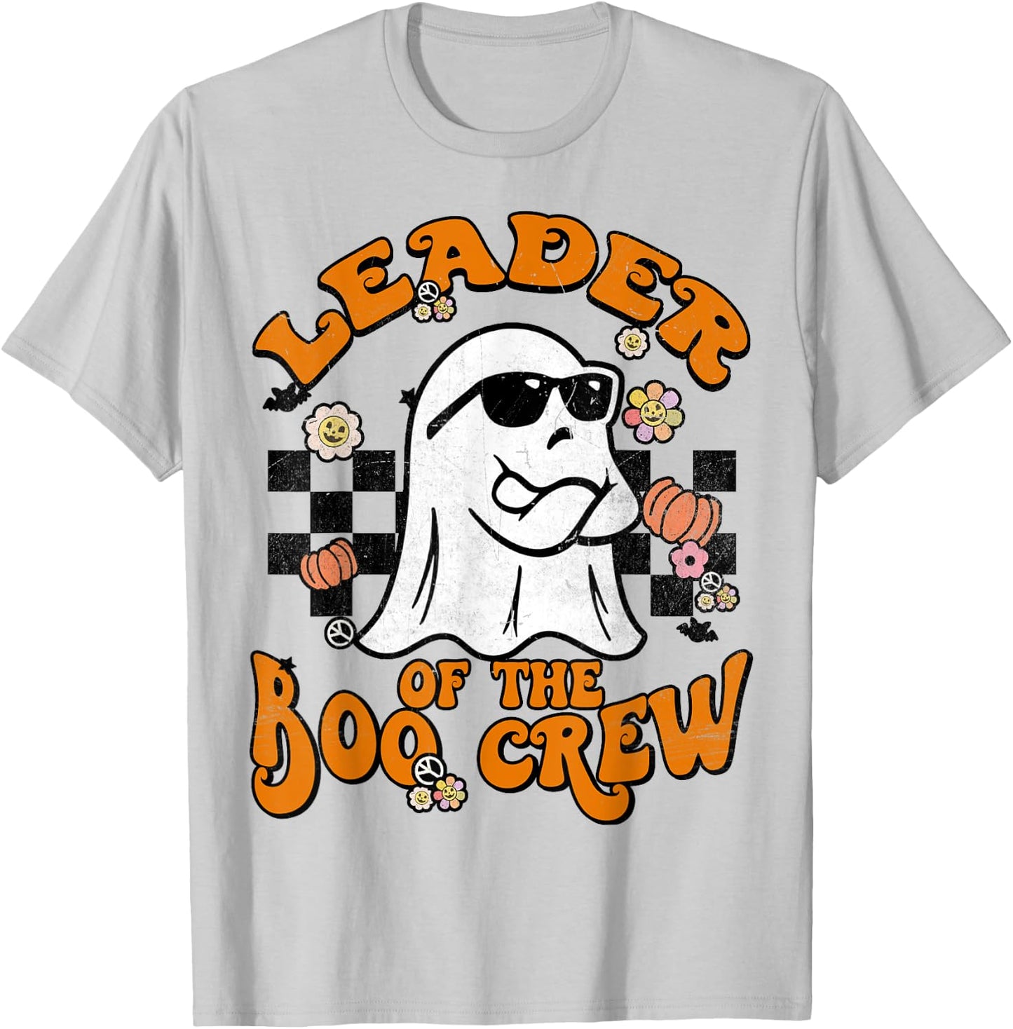 Leader Boo Crew Groovy Matching Family Halloween Men Women T-Shirt - T-Shirt | Ash
