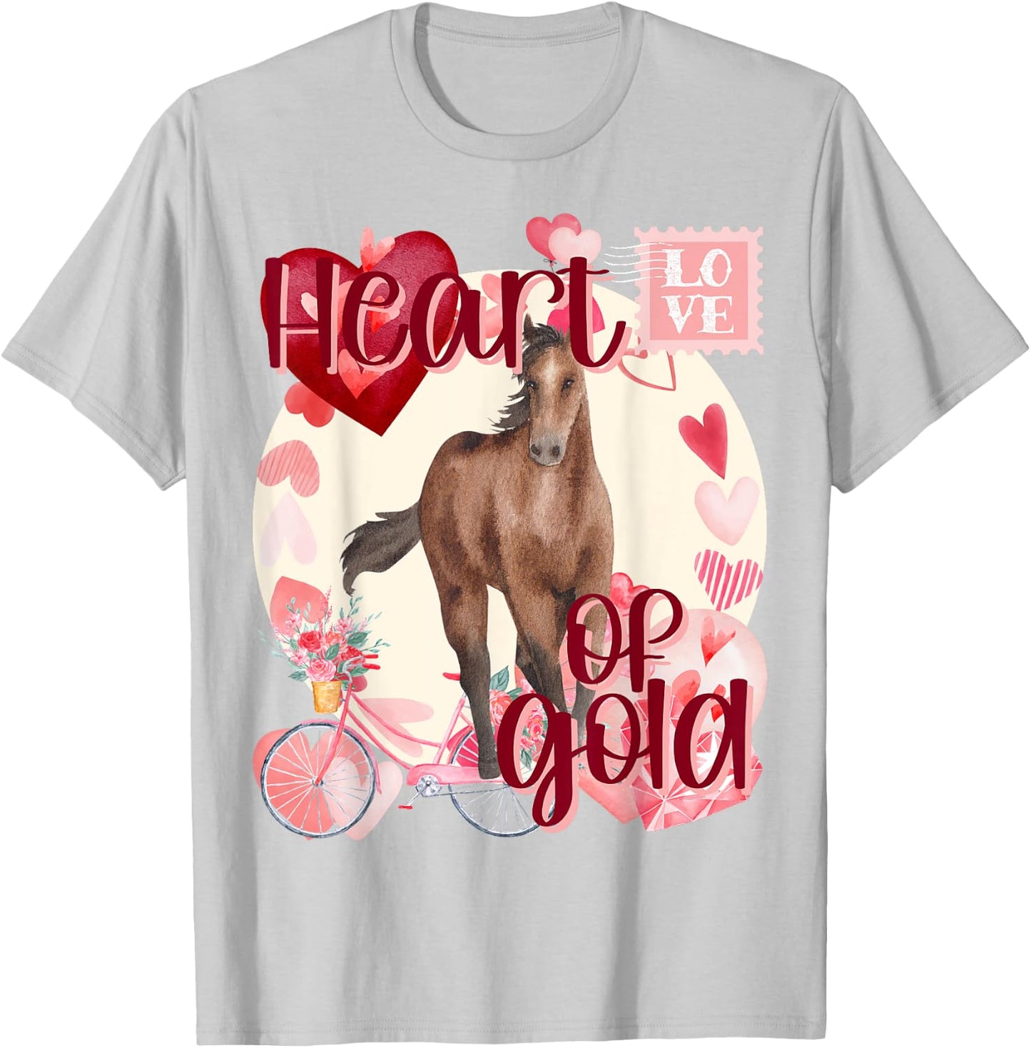 Valentine Horse Simply Watercolor Southern Colors Comfort T-Shirt - T-Shirt | Ash