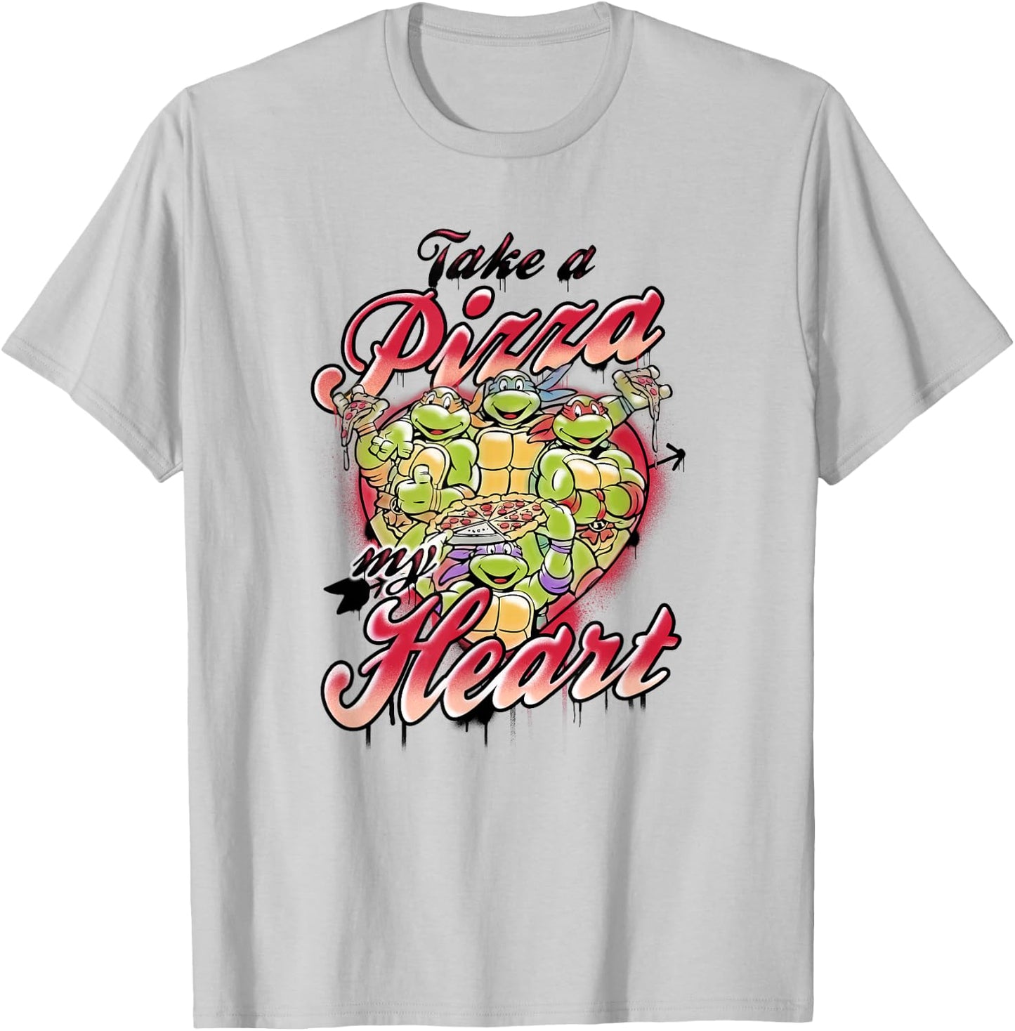 Teenage Mutant Ninja Turtles Valentine's Day Pizza Heart T-Shirt - T-Shirt | Ash