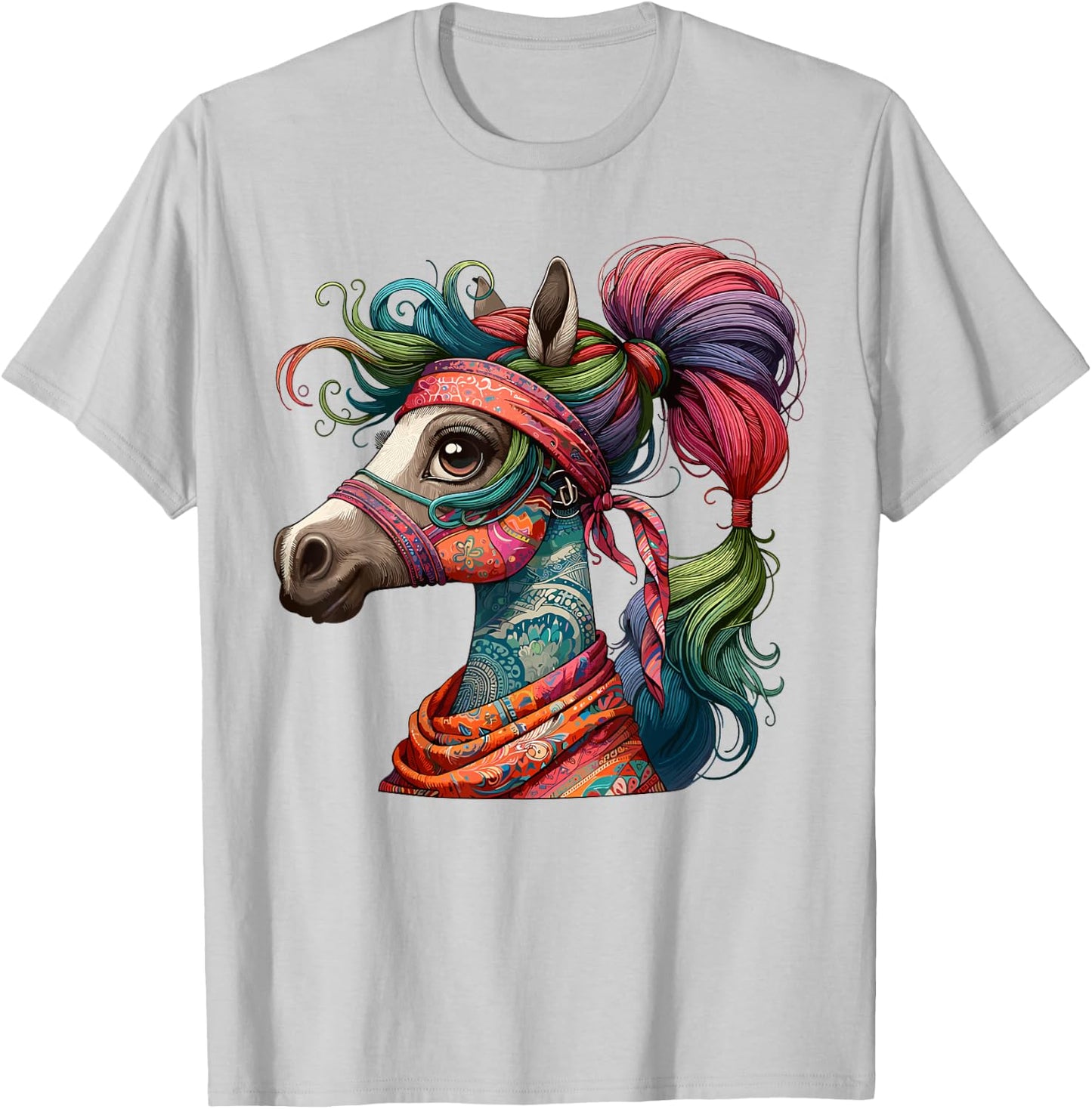 Graceful Horse with Bandana, Stunning T-Shirt - T-Shirt | Ash
