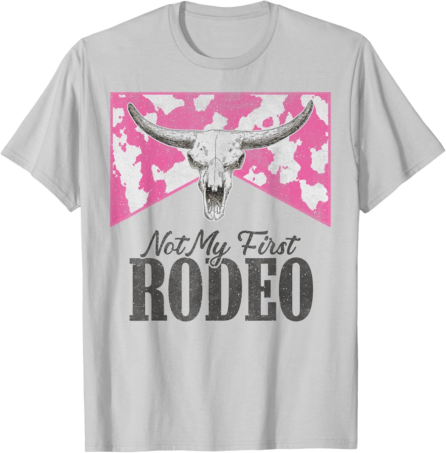 Leopard Bull Skull Western Life Country Not My First Rodeo T-Shirt - T-Shirt | Ash