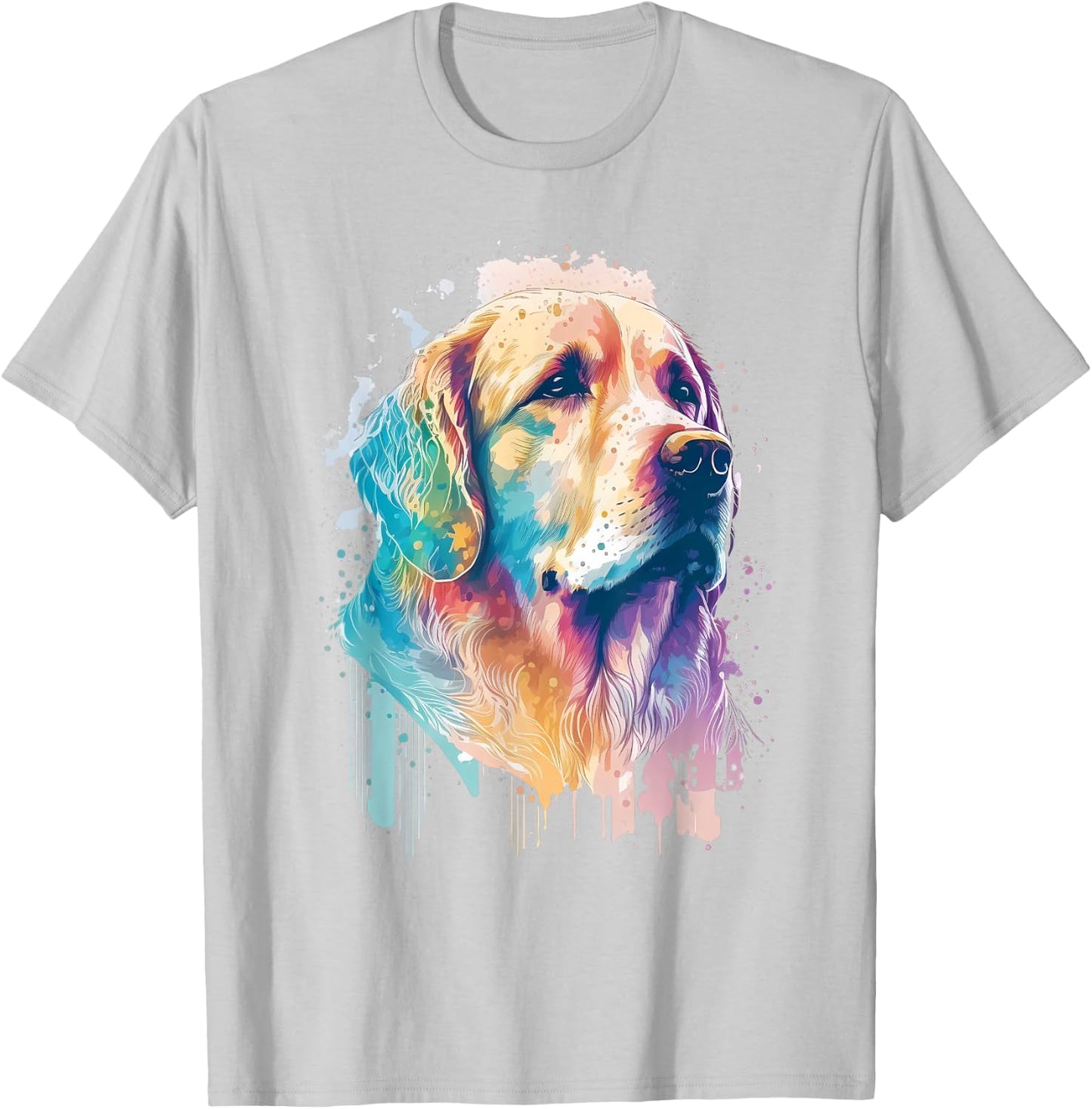 Golden Retriever Face Head Dog Lover Pet Owner Splash Art T-Shirt - T-Shirt | Ash