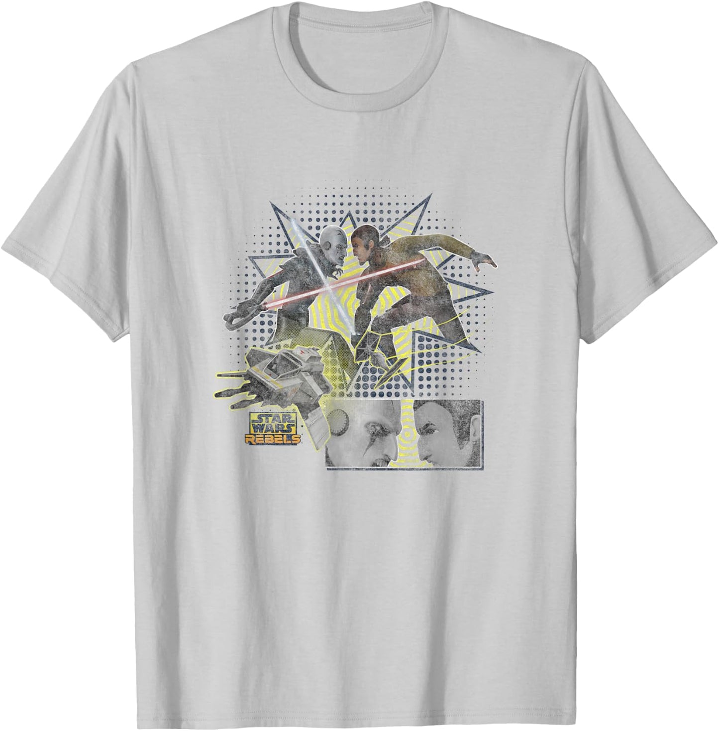 Star Wars Rebels Grand Inquisitor VS Kanan Jarrus Distressed T-Shirt - T-Shirt | Ash
