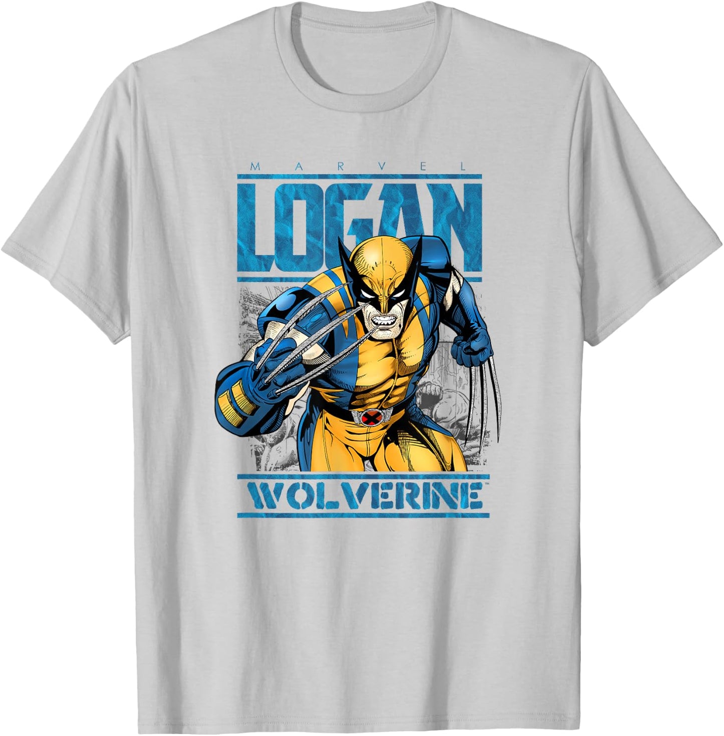 Marvel Wolverine Classic Logan Retro Comic Logo T-Shirt - T-Shirt | Ash