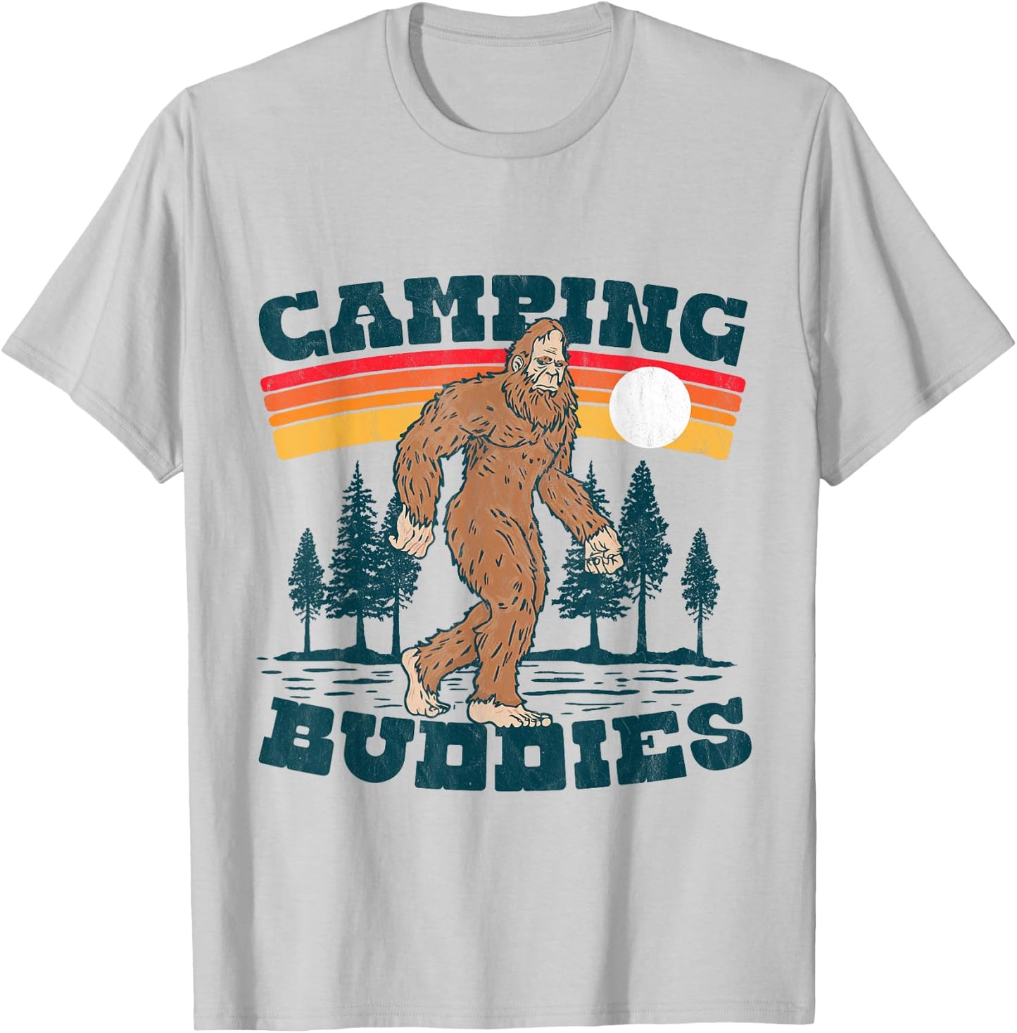 Camping Buddies Funny Camper Bigfoot Group Outdoor Sasquatch T-Shirt - T-Shirt | Ash