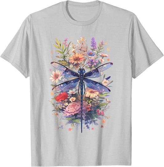 Beautiful Dragonfly Watercolor Art Insect Lover Earth Day T-Shirt - T-Shirt | Ash