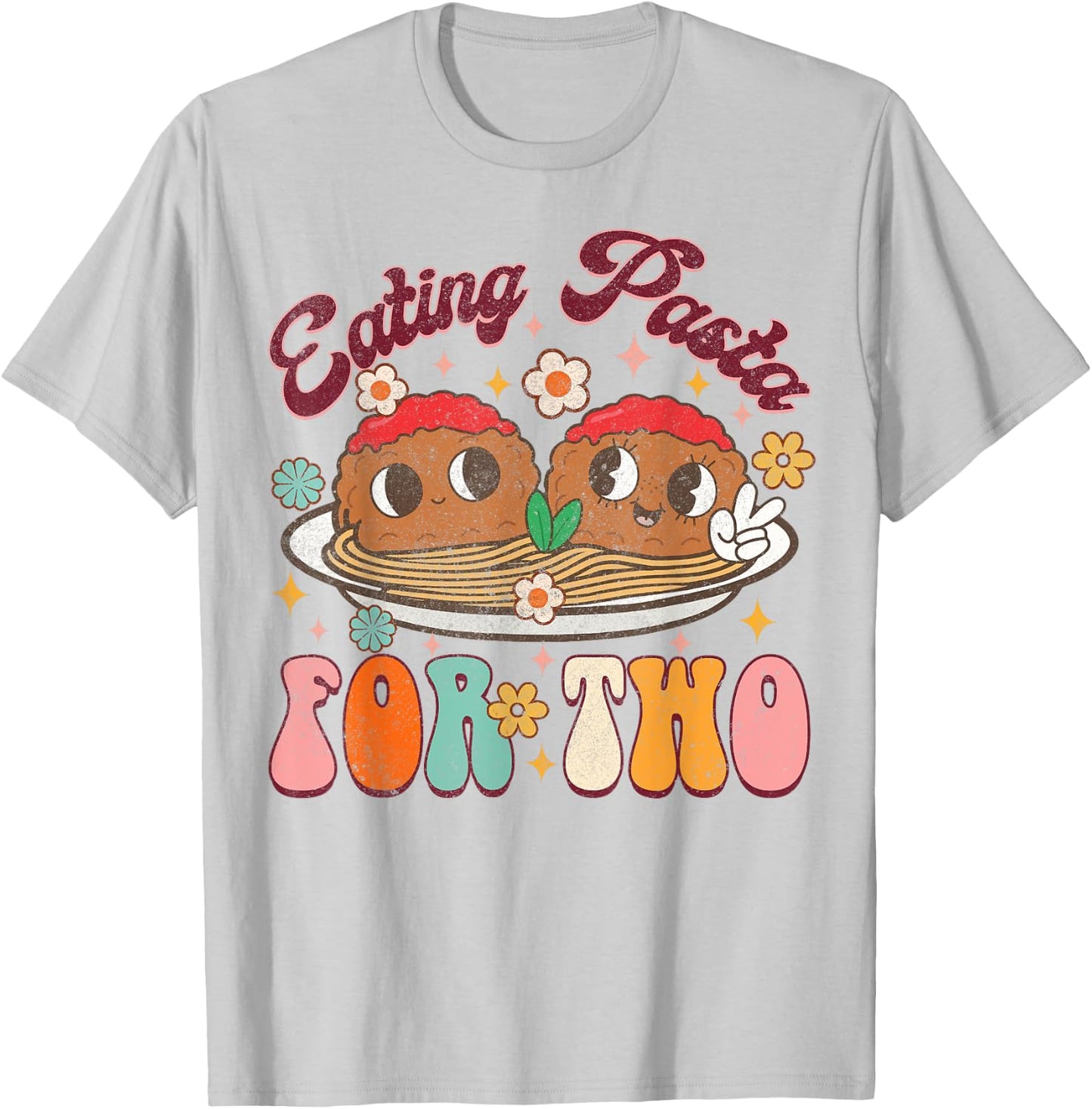 Eating Pasta For Two Pregnancy Announcement Baby Shower T-Shirt - T-Shirt | Ash