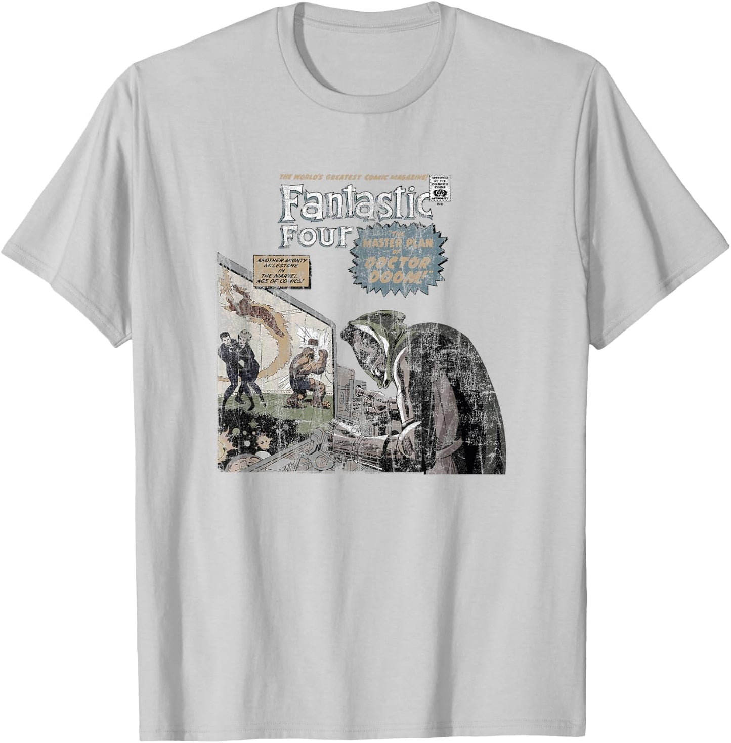 Marvel Fantastic Four Dr. Doom Vintage Comic Distressed T-Shirt - T-Shirt | Ash