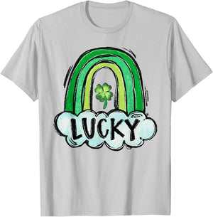Lucky Rainbow St. Patrick's Day Shamrock Irish Women Girls T-Shirt - T-Shirt | Ash