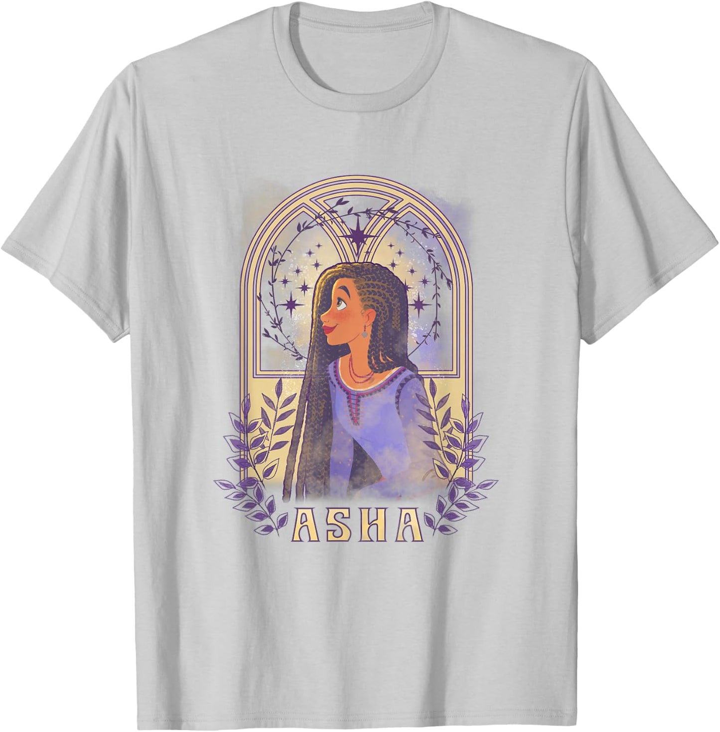 Disney Wish Asha & Star Watercolor Nouveau Window Portrait T-Shirt - T-Shirt | Ash