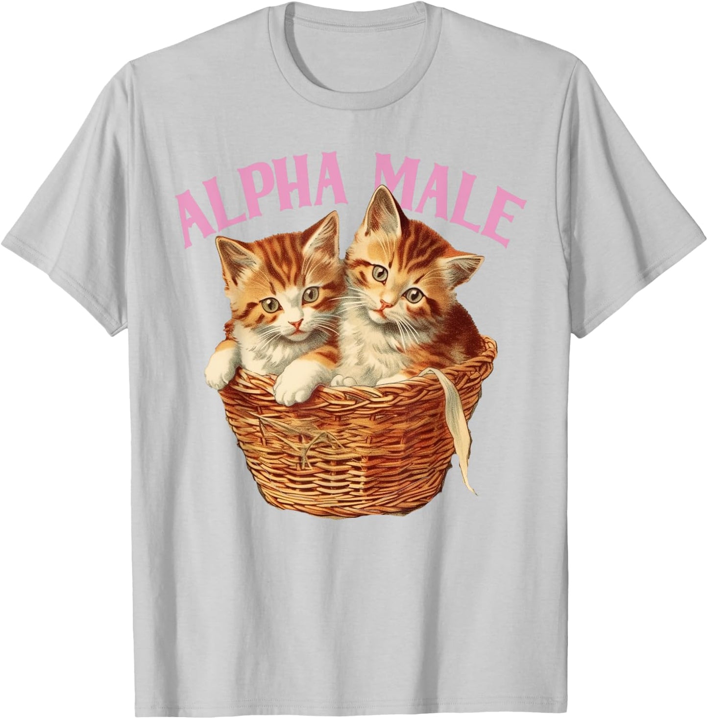 Funny Ironic Alpha Cat Male Kitten Joke Weird Y2K Humor T-Shirt - T-Shirt | Ash