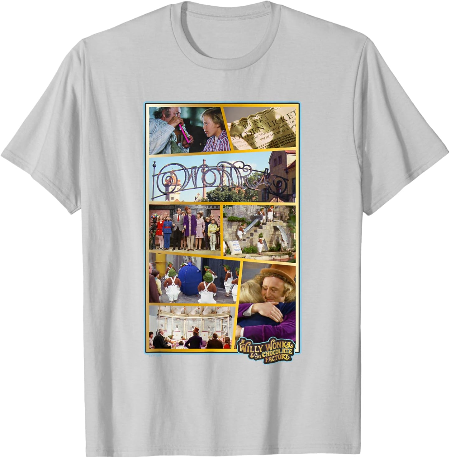 Willy Wonka & The Chocolate Factory Scenes Collage T-Shirt - T-Shirt | Ash