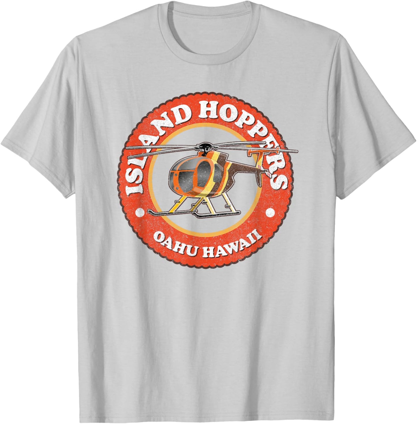 TC's Island Hoppers Helicopter Vintage Oahu Hawaii T-Shirt - T-Shirt | Ash