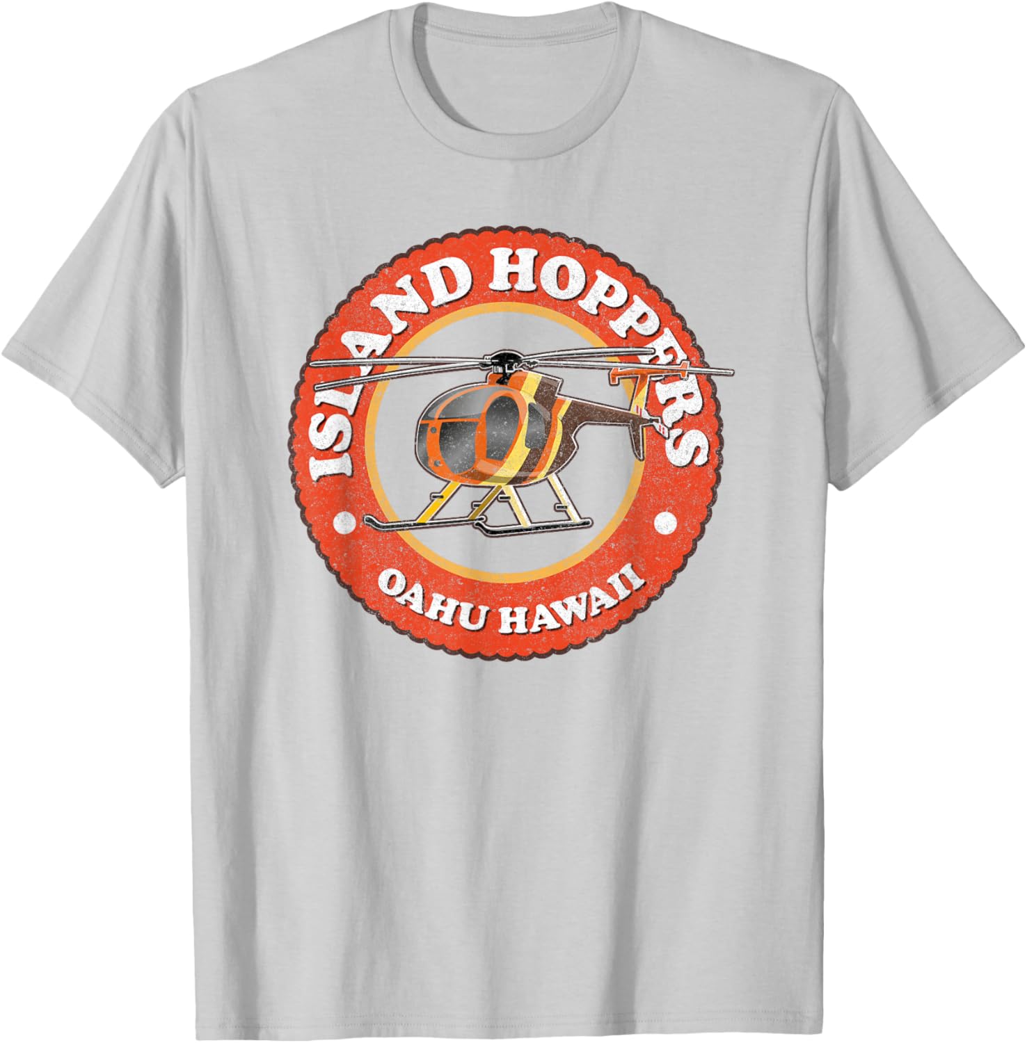 TC's Island Hoppers Helicopter Vintage Oahu Hawaii T-Shirt - T-Shirt | Ash