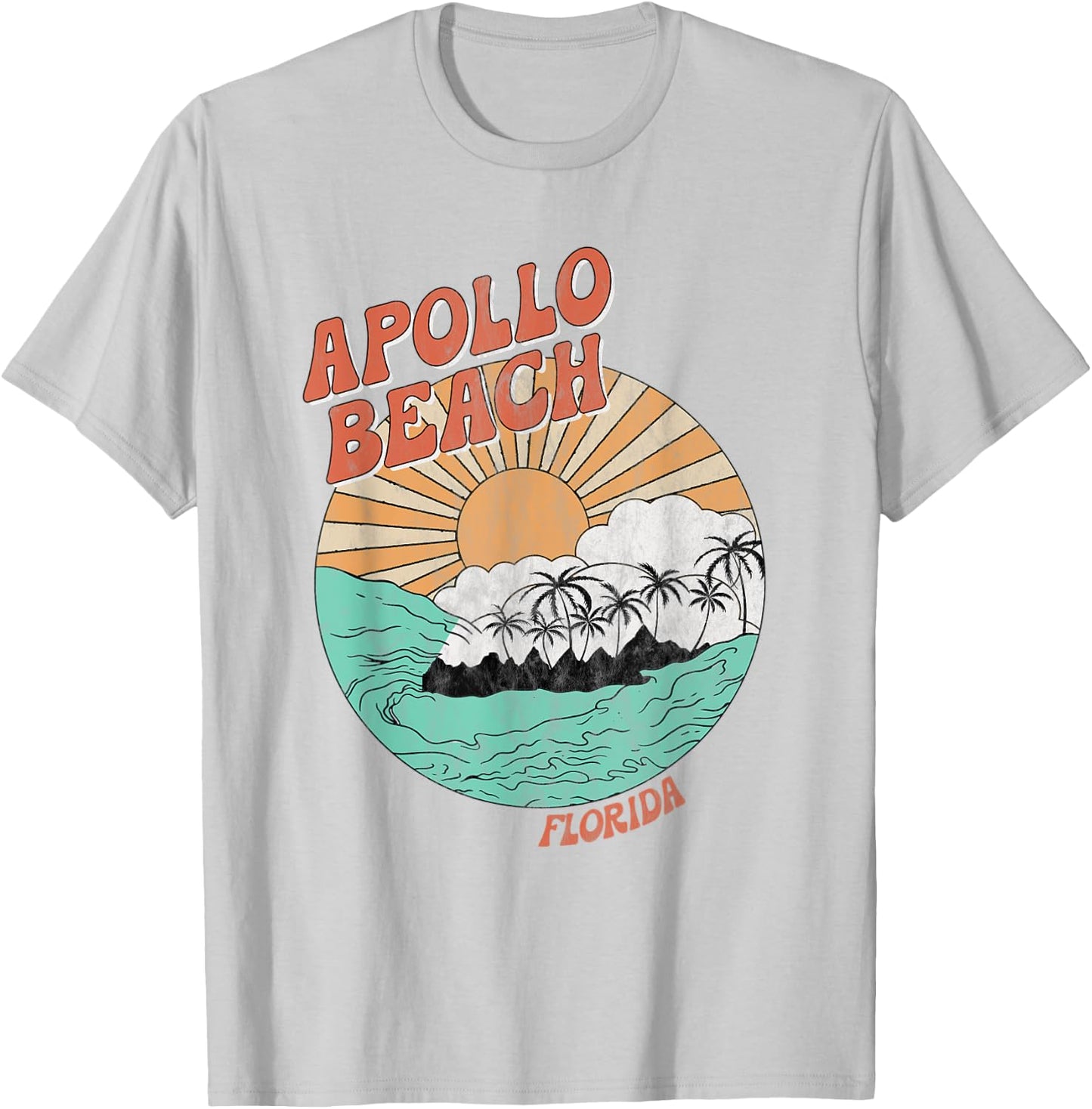 Vintage Apollo Beach Florida Palm Trees FL Retro T-Shirt - T-Shirt | Ash