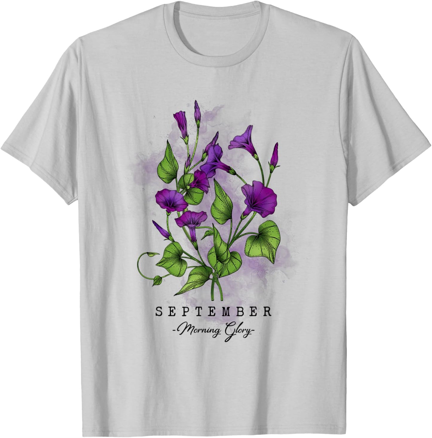 Birth Month Flowers September Morning Glory Women Girls T-Shirt - T-Shirt | Ash