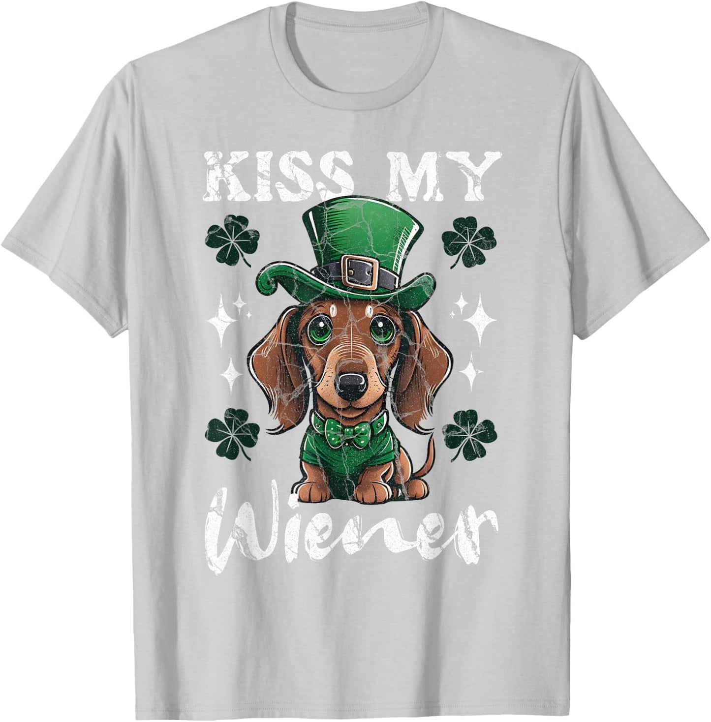 Dachshund Kiss my Wiener Funny St Patricks Day Dog T-Shirt - T-Shirt | Ash