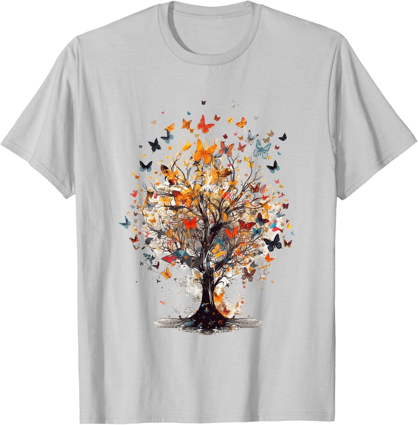 Beautiful Butterfly Tree | Nature Lover Colorful Girls Women T-Shirt - T-Shirt | Ash