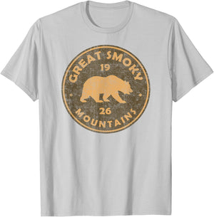 Retro Bear Great Smoky Mountains National Park Hiking T-Shirt - T-Shirt | Ash