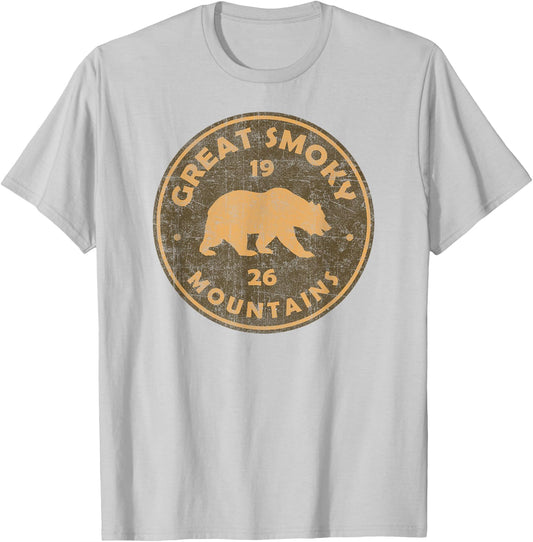 Retro Bear Great Smoky Mountains National Park Hiking T-Shirt - T-Shirt | Ash