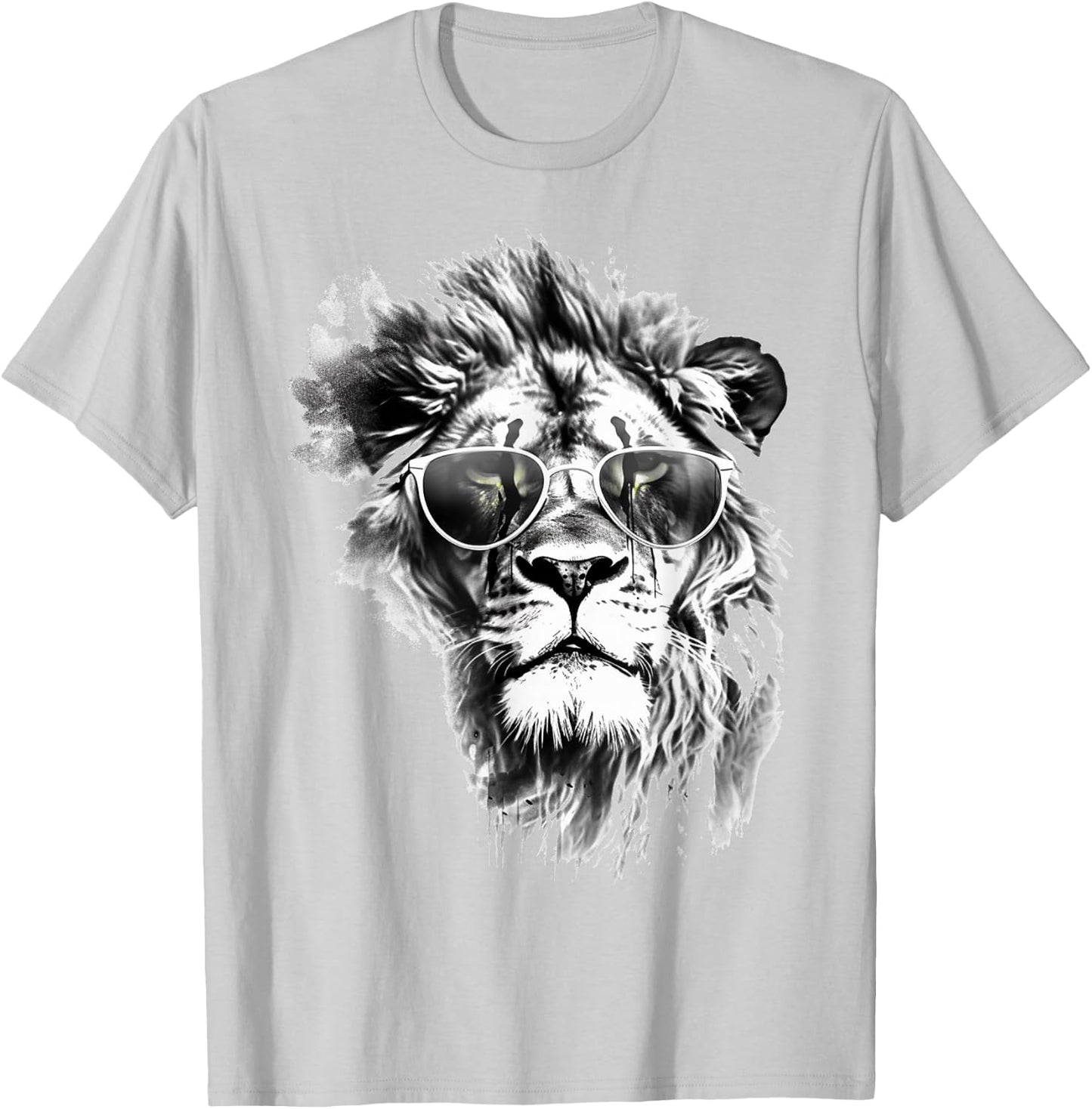 Lion Sunglasses - Art Animal Drawing Lion T-Shirt - T-Shirt | Ash