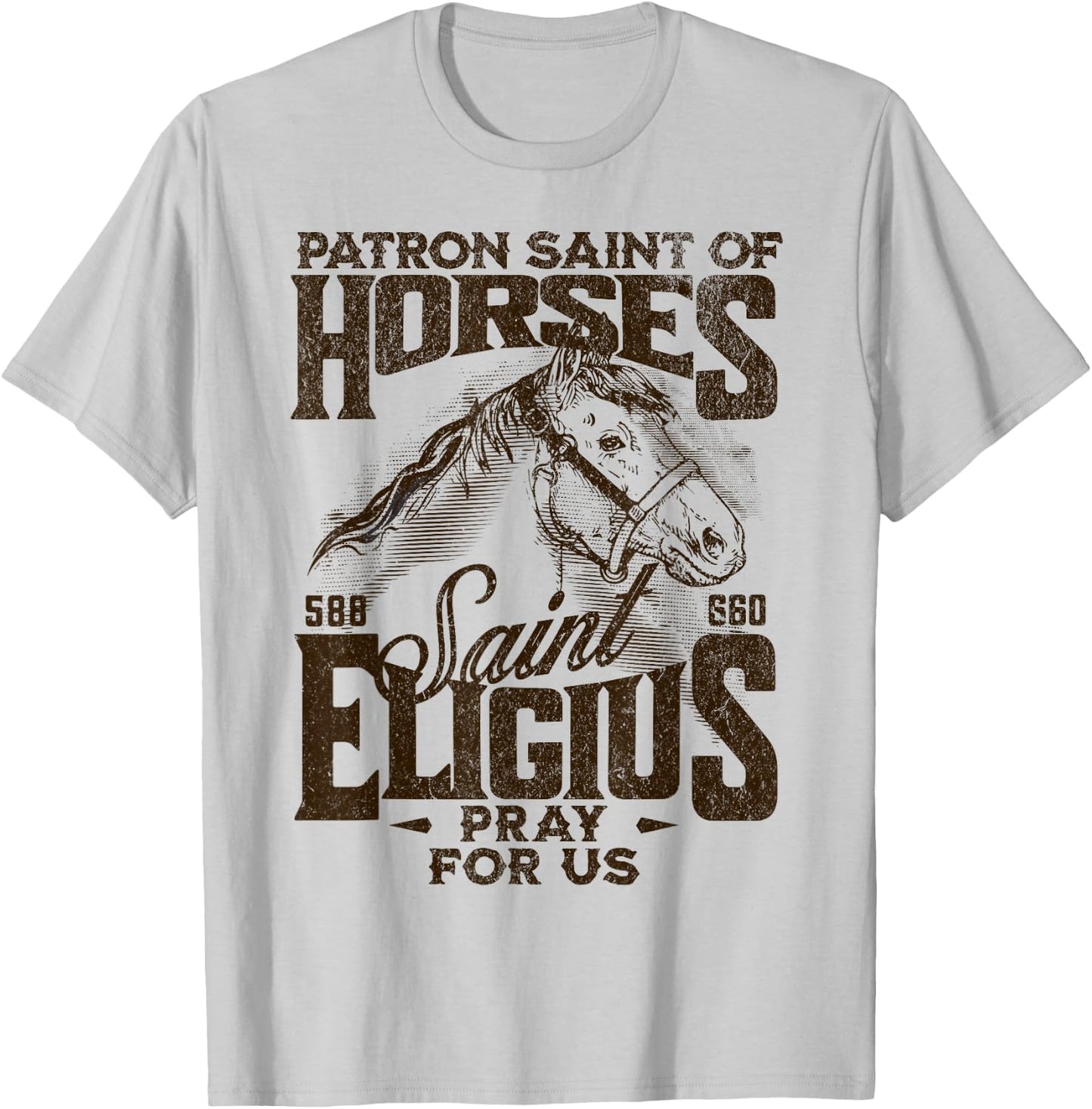 St Eligius Patron Saint of Horses Catholic Saint Horseback T-Shirt - T-Shirt | Ash