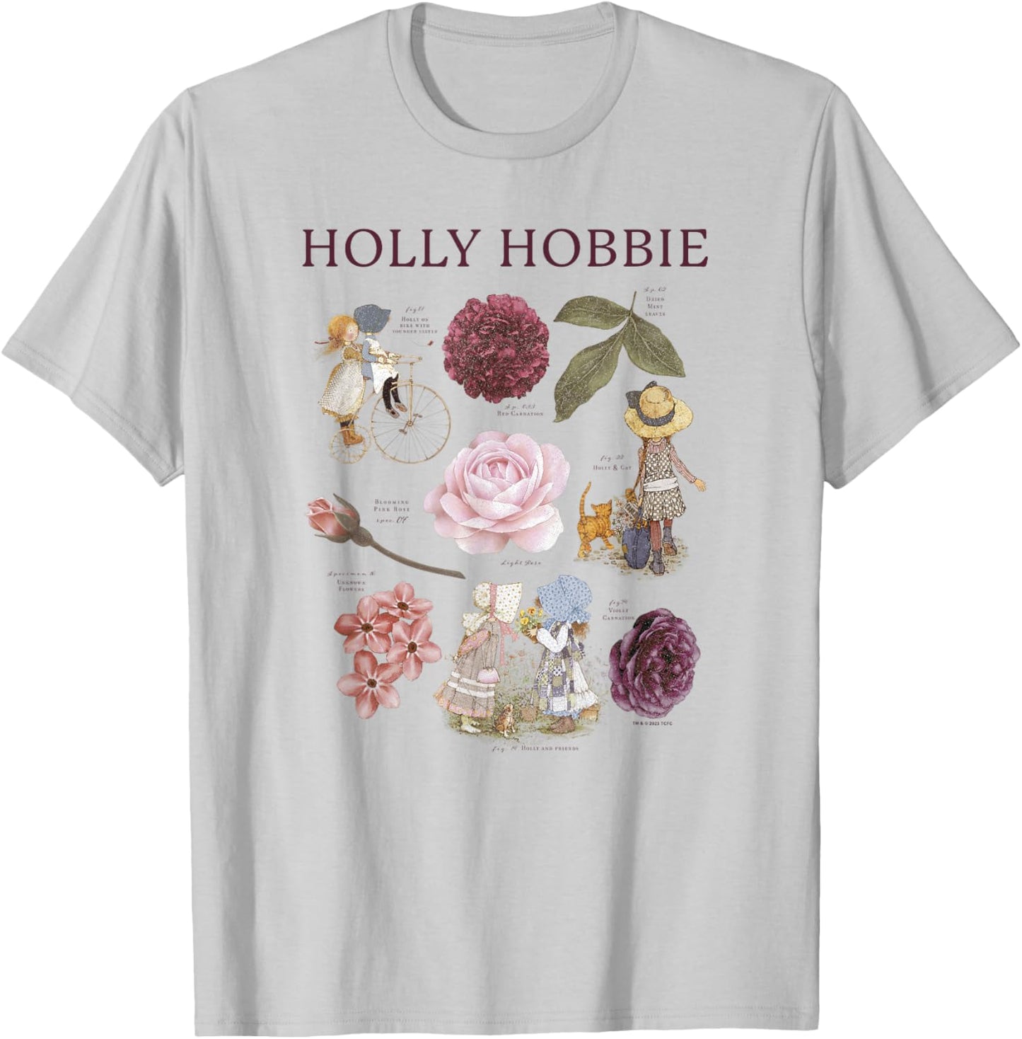 Holly Hobbie Text Book Charming Floral Portrait T-Shirt - T-Shirt | Ash