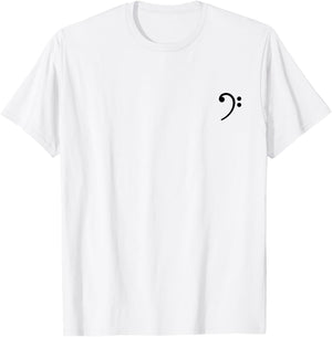 Black Bass Clef, Music, Violin Clef, Music Note Sheet Music T-Shirt - T-Shirt | White