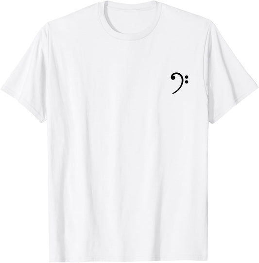 Black Bass Clef, Music, Violin Clef, Music Note Sheet Music T-Shirt - T-Shirt | White