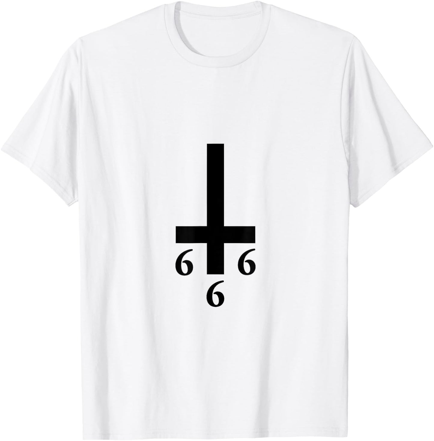 Inverted Cross 666 Upside Down Satan Antichrist Atheist T-Shirt - T-Shirt | White
