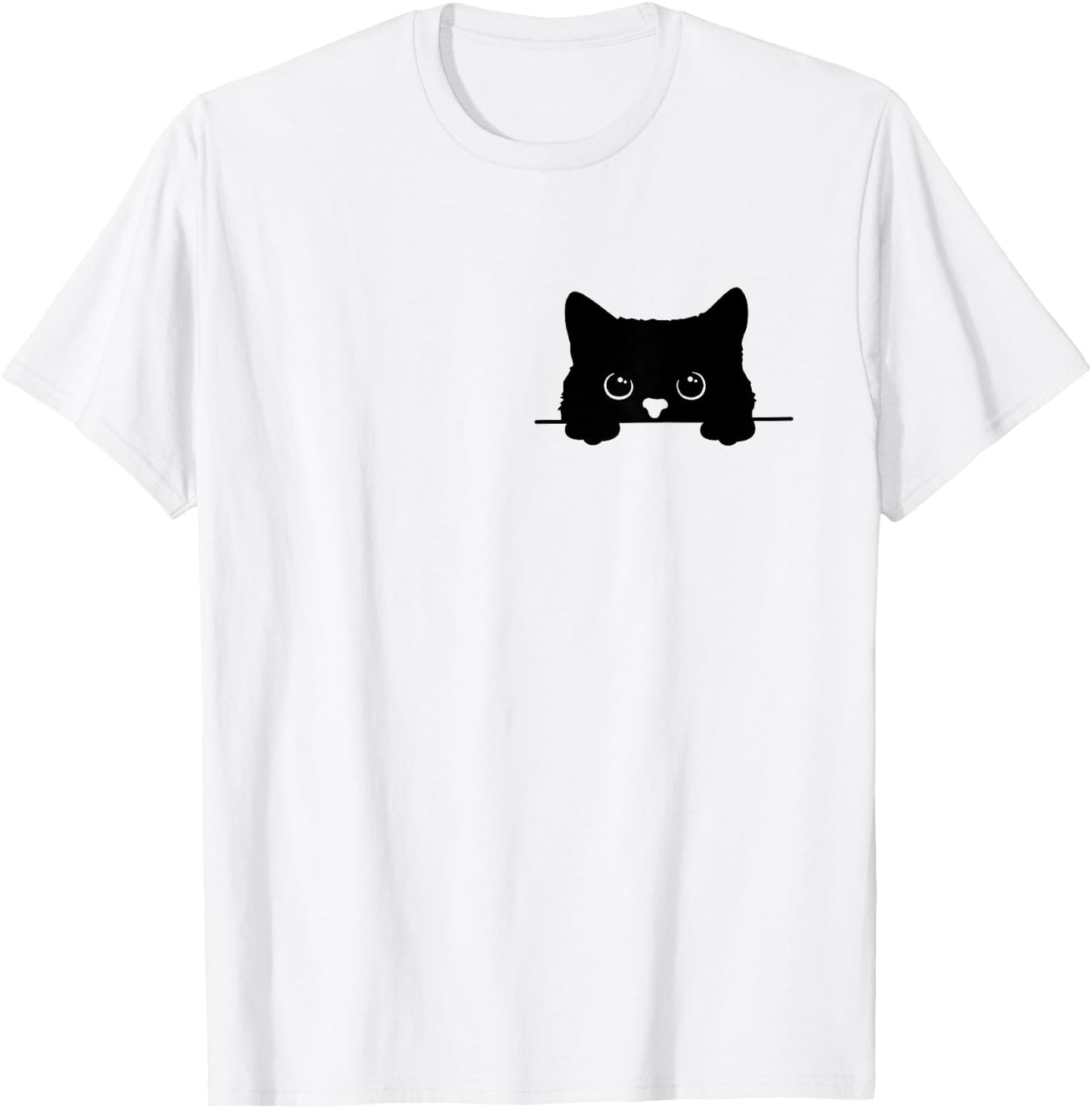 Pocket Black Cat Lover Cat Mom Cat Dad T-Shirt - T-Shirt | White