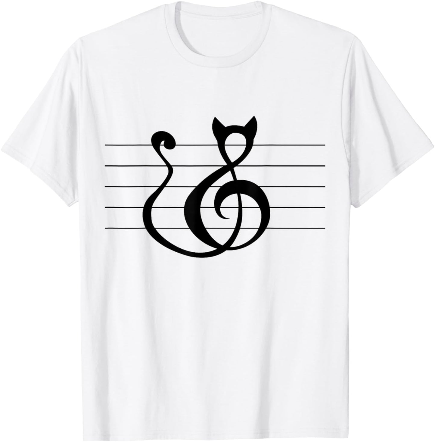 Cat Treble Clef Music and Cat Lover T Shirt Singer Animal T-Shirt - T-Shirt | White