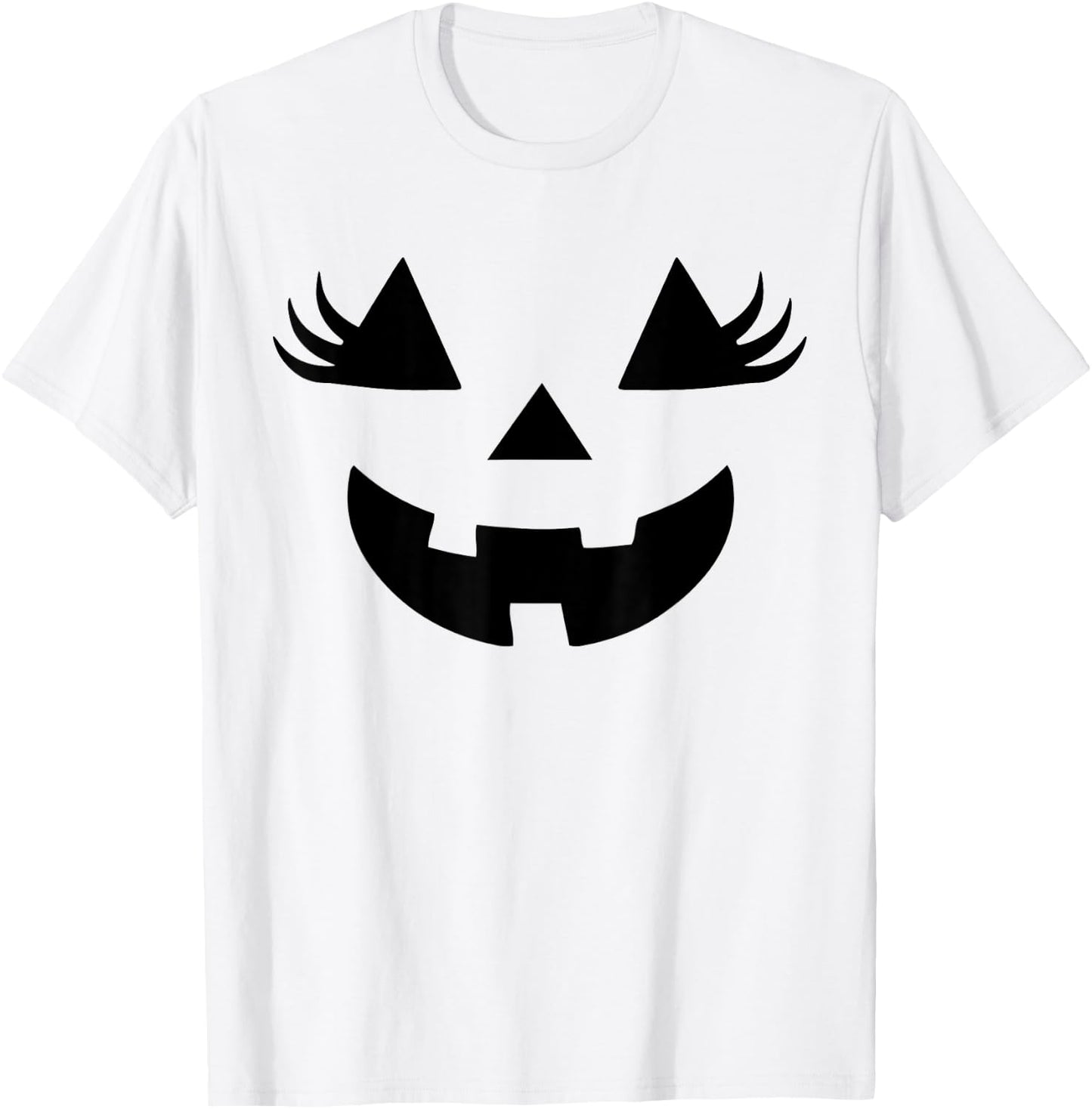 Jack O Lantern Face Pumpkin Eyelashes Halloween Women Girls T-Shirt - T-Shirt | White