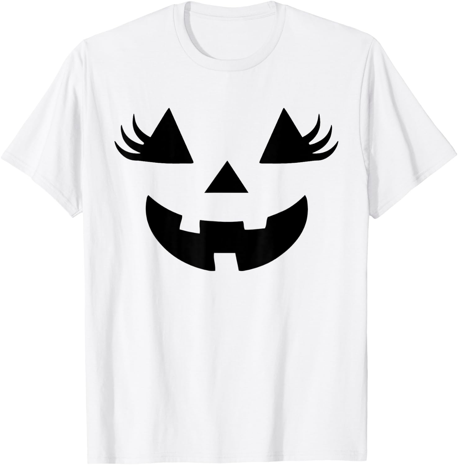 Jack O Lantern Face Pumpkin Eyelashes Halloween Women Girls T-Shirt - T-Shirt | White