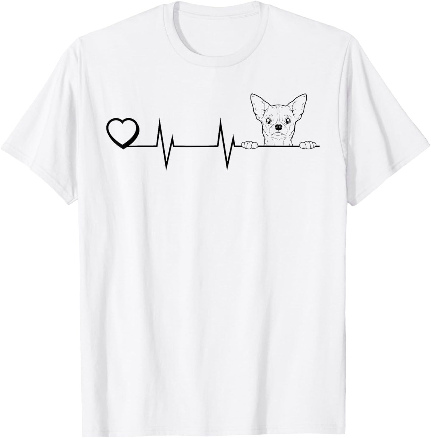 Chihuahua Heartbeat Dog Breed Chihuahua Heart Men Women Kids T-Shirt - T-Shirt | White