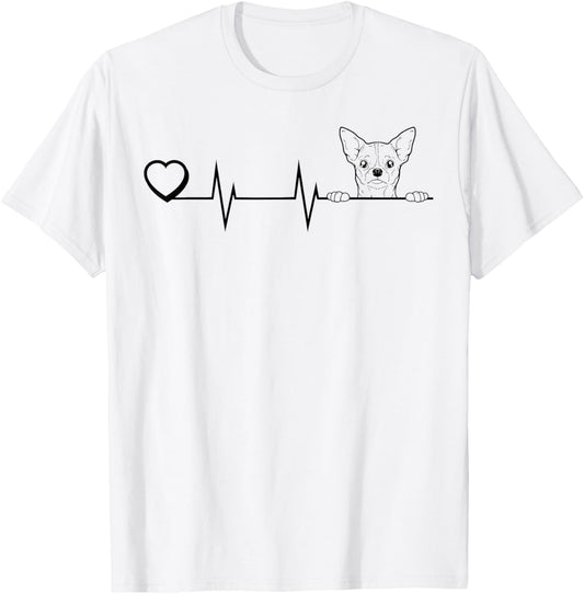 Chihuahua Heartbeat Dog Breed Chihuahua Heart Men Women Kids T-Shirt - T-Shirt | White