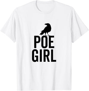 Edgar Allan Poe Funny Poe Girl Hipster Bookworm Book Nerd T-Shirt - T-Shirt | White