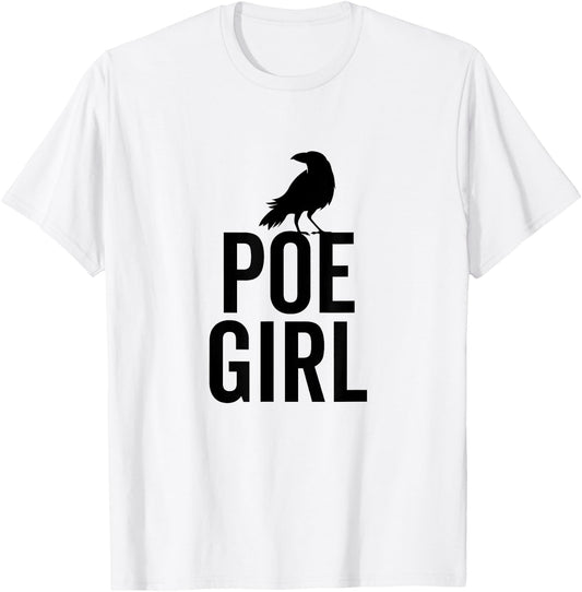 Edgar Allan Poe Funny Poe Girl Hipster Bookworm Book Nerd T-Shirt - T-Shirt | White