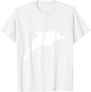 White Dolphin Silhouette Vintage Retro Fashion Zoo Animal T-Shirt - T-Shirt | White