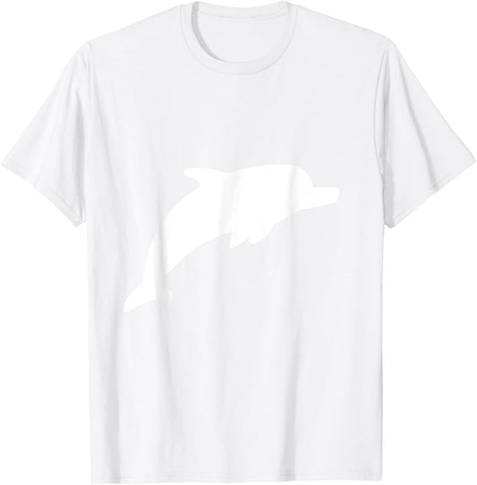 White Dolphin Silhouette Vintage Retro Fashion Zoo Animal T-Shirt - T-Shirt | White