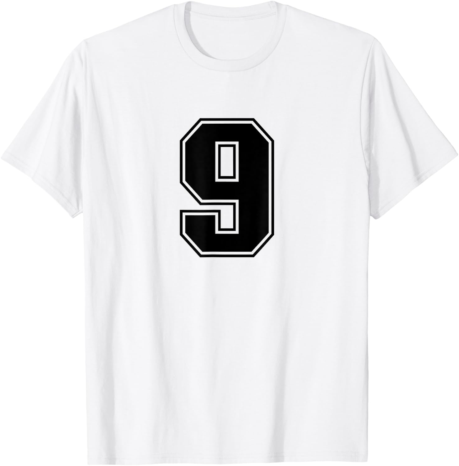 Number #9 Black Sports Fan Jersey Number T-Shirt - T-Shirt | White
